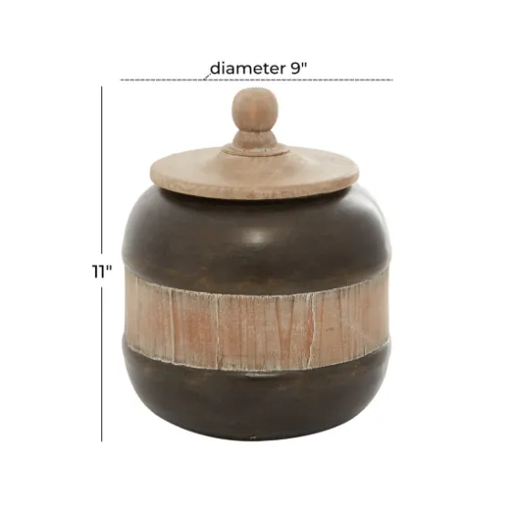 Mahogany Wood And Metal Jar With Lid, 11 In.-Kirkland's Home Best Sale