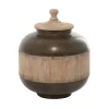 Mahogany Wood And Metal Jar With Lid, 14 In.-Kirkland's Home Store