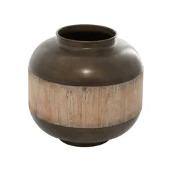 Mahogany Wood And Metal Jar With Lid, 14 In.-Kirkland's Home Store