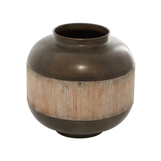 Mahogany Wood And Metal Jar With Lid, 14 In.-Kirkland's Home Store