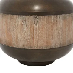 Mahogany Wood And Metal Jar With Lid, 14 In.-Kirkland's Home Store