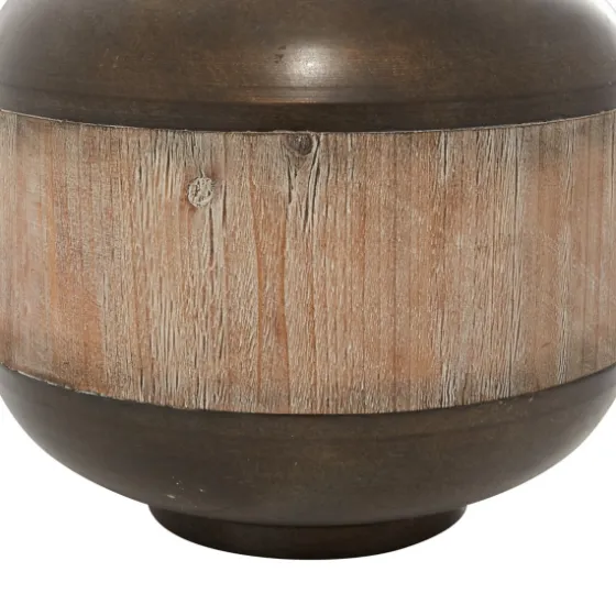 Mahogany Wood And Metal Jar With Lid, 14 In.-Kirkland's Home Store