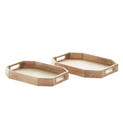 Mahogany Wood Grid Mesh Decorative Trays, Set Of 2-Kirkland's Home Shop