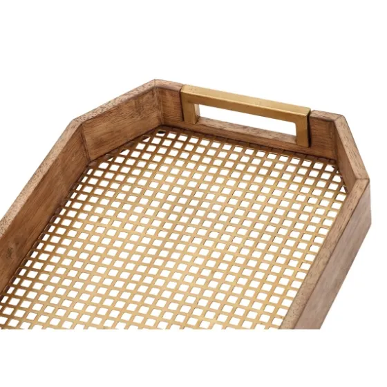 Mahogany Wood Grid Mesh Decorative Trays, Set Of 2-Kirkland's Home Shop