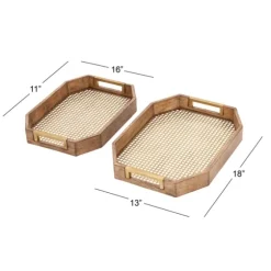 Mahogany Wood Grid Mesh Decorative Trays, Set Of 2-Kirkland's Home Shop