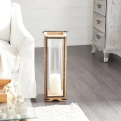 Mango Wood Frame Lantern, 31 In.-Kirkland's Home Best Sale