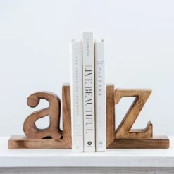 Mango Wood 2-Pc. A And Z Bookends-Kirkland's Home New