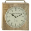 Mango Wood Square Handled Tabletop Clock-Kirkland's Home Discount