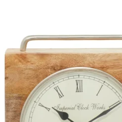 Mango Wood Square Handled Tabletop Clock-Kirkland's Home Discount