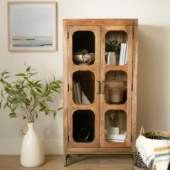 Manu Natural Mango Wood Cabinet-Kirkland's Home Cheap