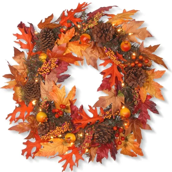 Maple Berry Pinecone Pre-Lit Harvest Wreath-Kirkland's Home Clearance