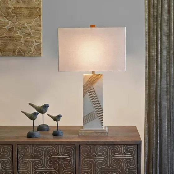 Marble Carved Lines Table Lamp-Kirkland's Home Best Sale