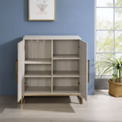 Marble Finish Gold Handle Storage Cabinet-Kirkland's Home Cheap