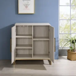 Marble Finish Gold Handle Storage Cabinet-Kirkland's Home Cheap
