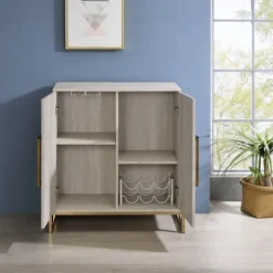 Marble Finish Gold Handle Storage Cabinet-Kirkland's Home Cheap