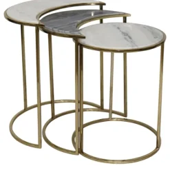Marble Moon Nesting Accent Tables, Set Of 3-Kirkland's Home Cheap