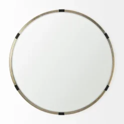 Maria Brushed Gold Round Wall Mirror-Kirkland's Home Fashion