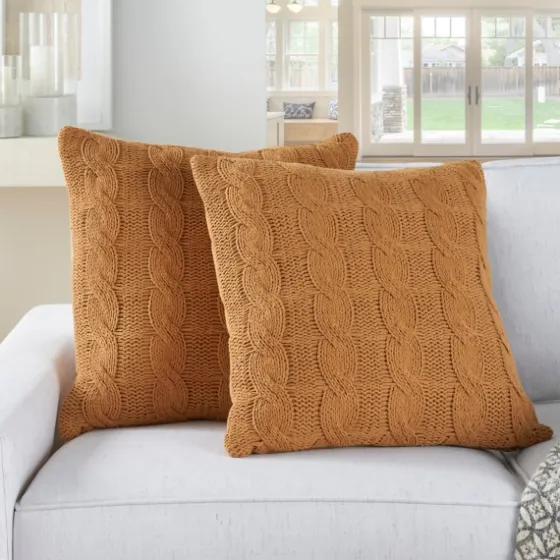 Marigold Cable Knit Throw Pillows, Set Of 2-Kirkland's Home Cheap