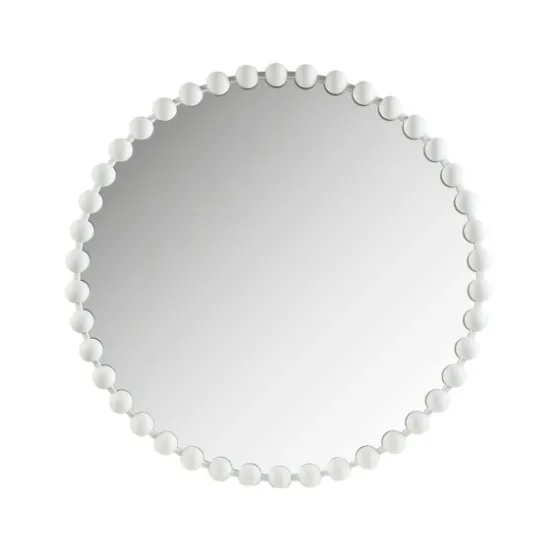 Marlowe White Beaded Round Wall Mirror, 36 In.-Kirkland's Home Flash Sale
