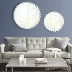 Marlowe White Beaded Round Wall Mirror, 36 In.-Kirkland's Home Flash Sale