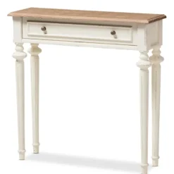Marquetterie Whitewashed Oak Top Console Table-Kirkland's Home Best Sale