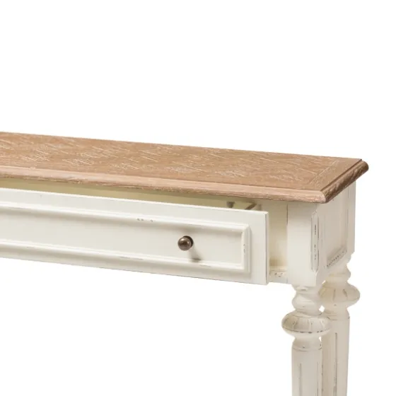 Marquetterie Whitewashed Oak Top Console Table-Kirkland's Home Best Sale