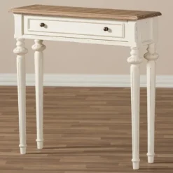 Marquetterie Whitewashed Oak Top Console Table-Kirkland's Home Best Sale