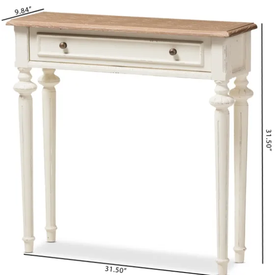Marquetterie Whitewashed Oak Top Console Table-Kirkland's Home Best Sale