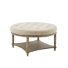 Martha Stewart Round Cream Ottoman With Shelf-Kirkland's Home Flash Sale