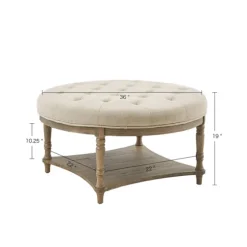 Martha Stewart Round Cream Ottoman With Shelf-Kirkland's Home Flash Sale