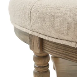 Martha Stewart Round Cream Ottoman With Shelf-Kirkland's Home Flash Sale