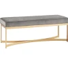 Martha Stewart Upholstered Gold Metal Base Bench-Kirkland's Home Outlet