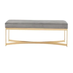 Martha Stewart Upholstered Gold Metal Base Bench-Kirkland's Home Outlet
