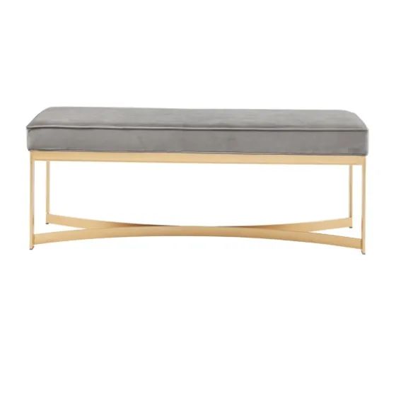 Martha Stewart Upholstered Gold Metal Base Bench-Kirkland's Home Outlet