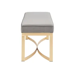 Martha Stewart Upholstered Gold Metal Base Bench-Kirkland's Home Outlet