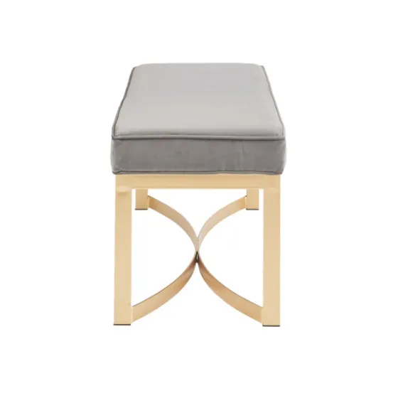 Martha Stewart Upholstered Gold Metal Base Bench-Kirkland's Home Outlet