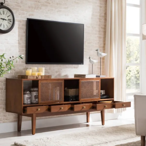 Martina Midcentury Woven Cane Media Cabinet-Kirkland's Home Hot