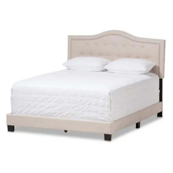 Mary Beige Button Tufted Kind Bed Frame-Kirkland's Home Outlet