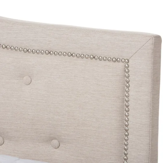 Mary Beige Button Tufted Kind Bed Frame-Kirkland's Home Outlet