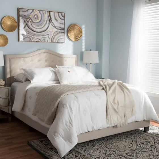 Mary Beige Button Tufted Kind Bed Frame-Kirkland's Home Outlet