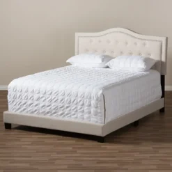 Mary Beige Button Tufted Kind Bed Frame-Kirkland's Home Outlet