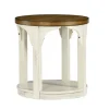 Mary White And Natural Wooden Round Accent Table-Kirkland's Home Discount