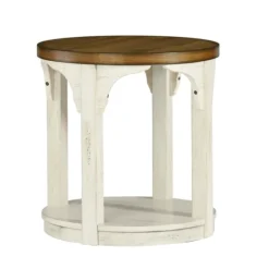 Mary White And Natural Wooden Round Accent Table-Kirkland's Home Discount