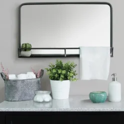 Mason Metal Mirror With Shelf, 24X14 In.-Kirkland's Home Best