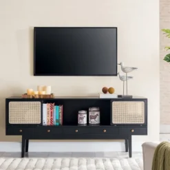 Matilda Midcentury Woven Cane Media Cabinet-Kirkland's Home Flash Sale