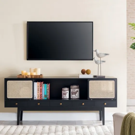 Matilda Midcentury Woven Cane Media Cabinet-Kirkland's Home Flash Sale