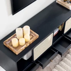 Matilda Midcentury Woven Cane Media Cabinet-Kirkland's Home Flash Sale