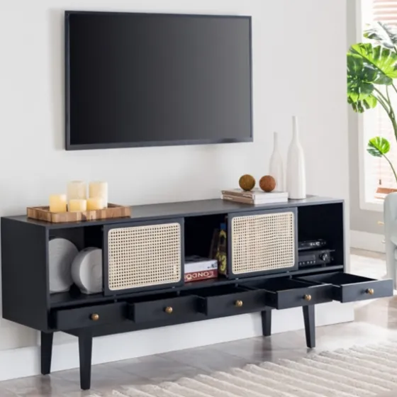 Matilda Midcentury Woven Cane Media Cabinet-Kirkland's Home Flash Sale