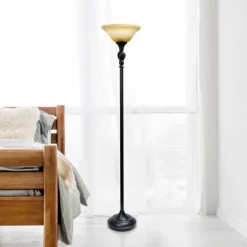 Matte Black And Amber Glass Torchiere-Kirkland's Home Best Sale