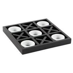 Matte Black And White Wooden Tic Tac Toe Board-Kirkland's Home Fashion